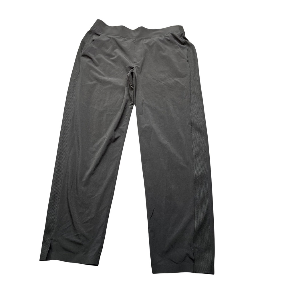 Athleta Black Ribbed Side Panel Wide Leg Athletic Pants Size 8 Activewear